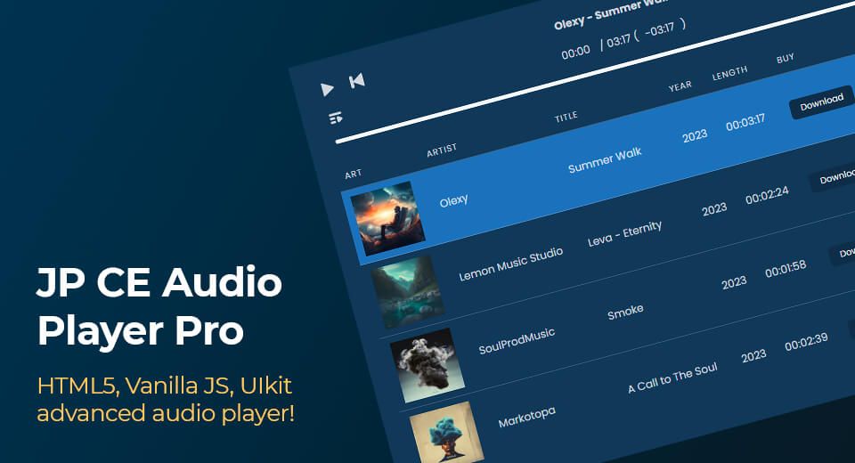 JP CE Audio Player Pro - Advanced audio player for YOOtheme Pro (no jQuery)