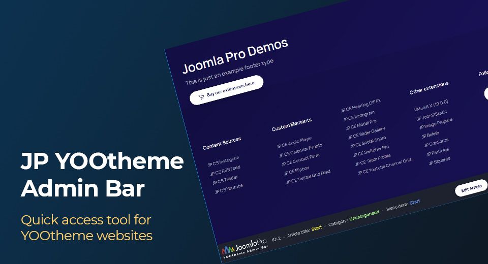 JP YOOtheme Admin Bar - Quick Access to YOOtheme functions
