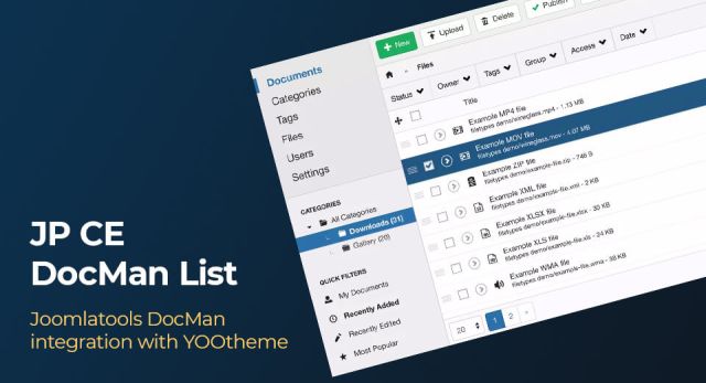 New Custom Element (CE) - JP CE DocMan list for Joomla®