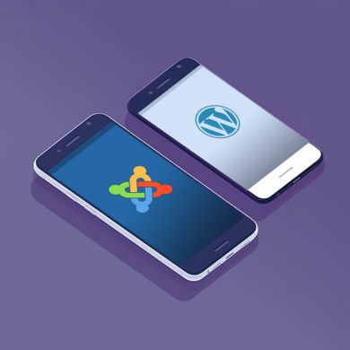 two msartphones, one with Joomla and one with Wordpress